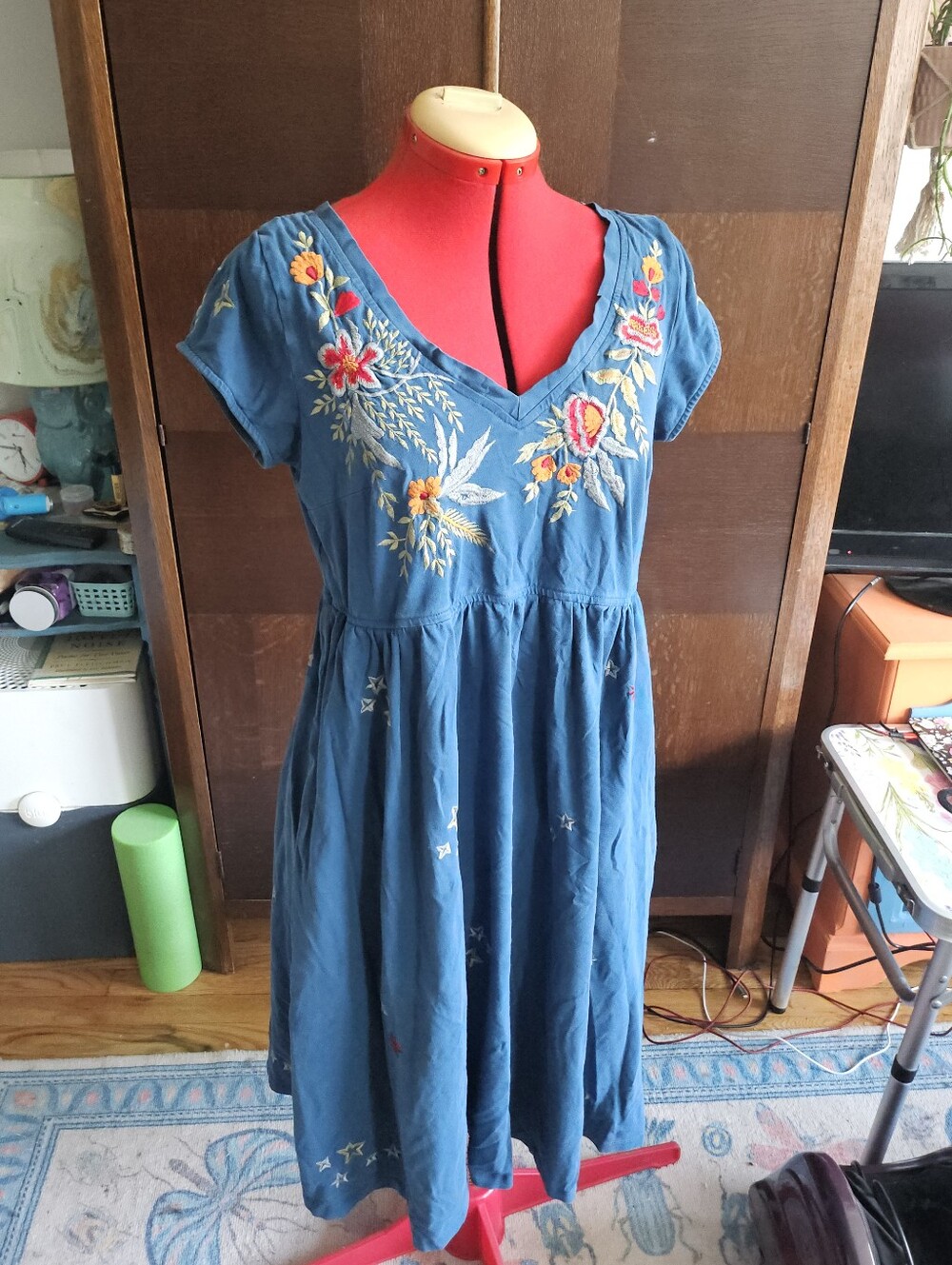 2 eshakti Embroidered V-Neck Cotton Midi Dresses